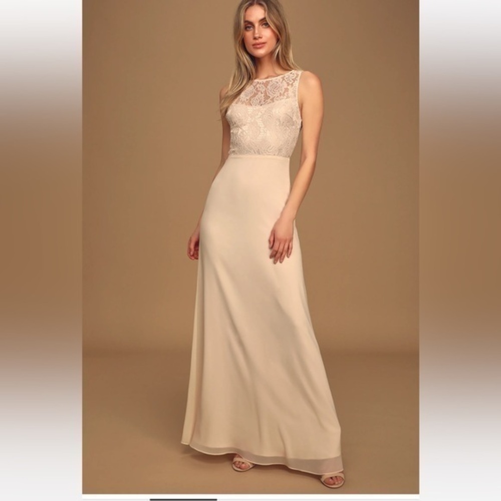 NWT Lulus Falling in Love Gardenia Elegant Cream Lace Dress